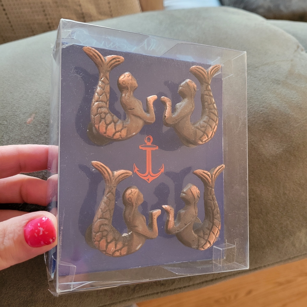 4 Metal Mermaid Knobs Metal Copper Look Drawer Cabinet
